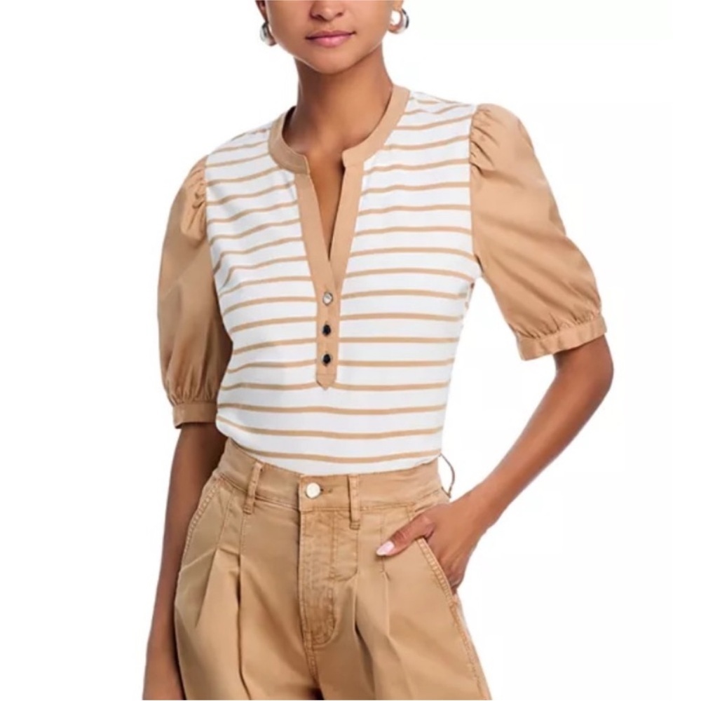 Veronica Beard Kellie Puff Sleeve Striped Top